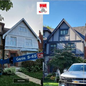 House exterior renovation: before and after painting transformation.